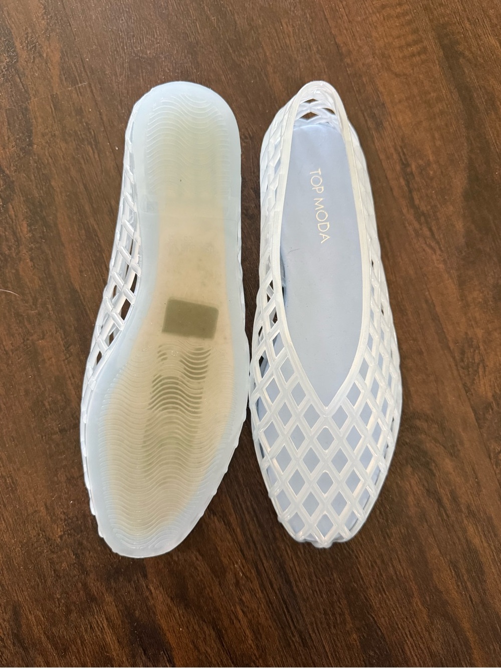 Top Moda baby blue Lattice Slip-On Flats
